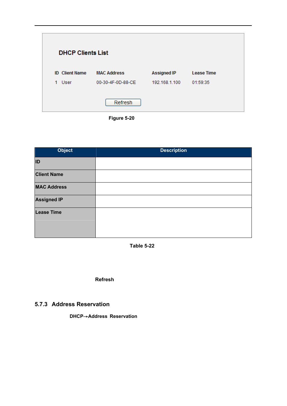 3 address reservation, Address reservation | PLANET WNRT-627 User Manual | Page 70 / 156