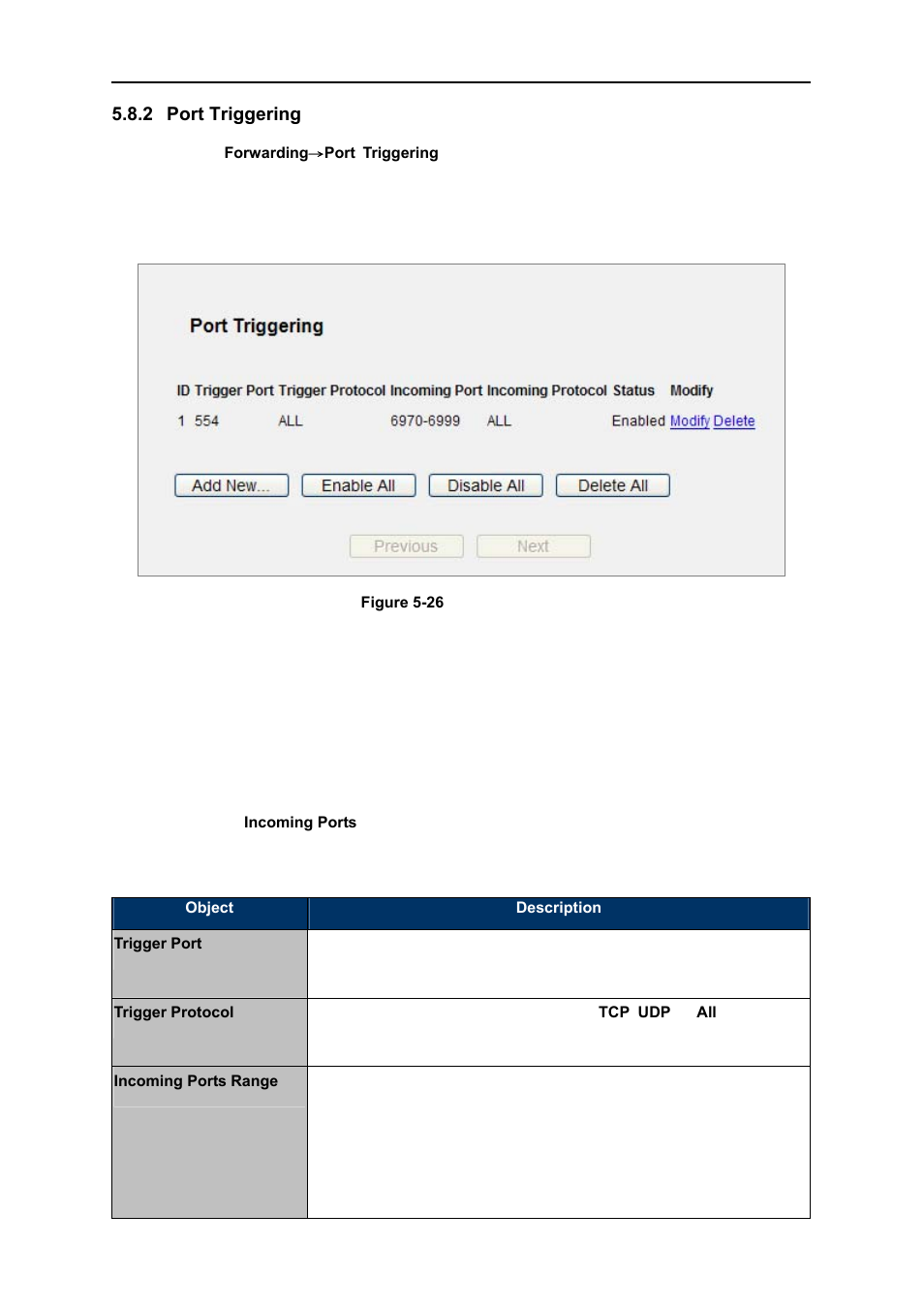 2 port triggering, Port triggering | PLANET WNRT-627 User Manual | Page 76 / 156