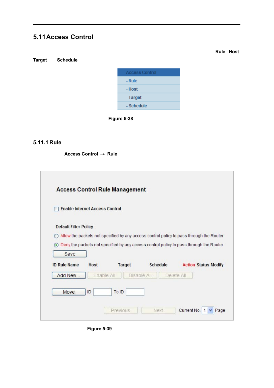 11 access control, 1 rule, Access control | Rule | PLANET WNRT-627 User Manual | Page 91 / 156