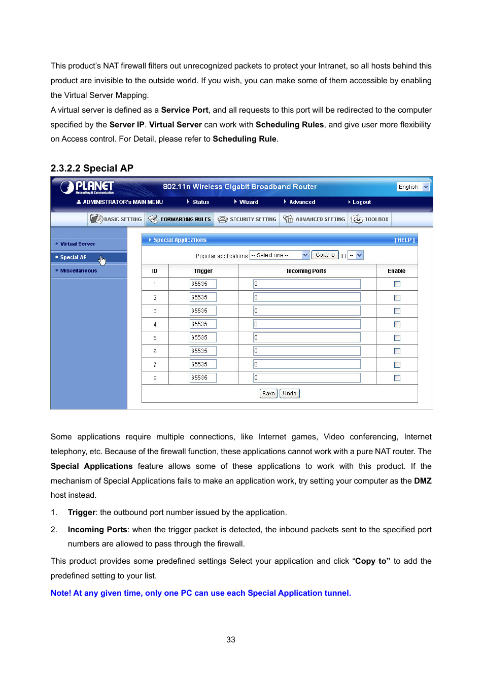 2 special ap | PLANET WNRT-632 User Manual | Page 33 / 86