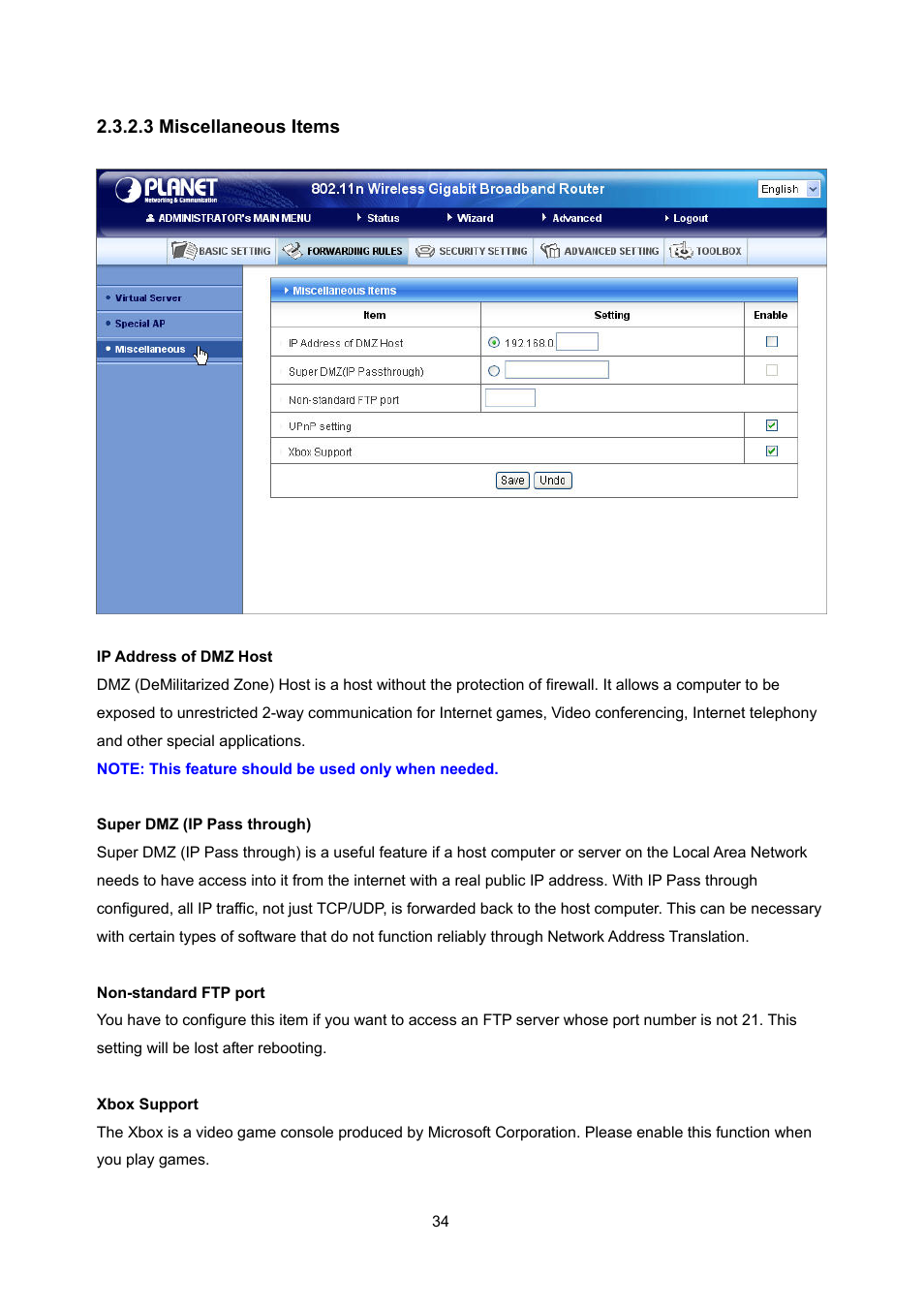 3 miscellaneous items | PLANET WNRT-632 User Manual | Page 34 / 86