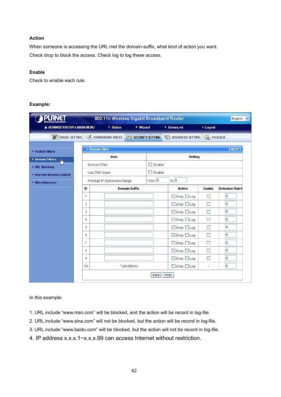 PLANET WNRT-632 User Manual | Page 42 / 86