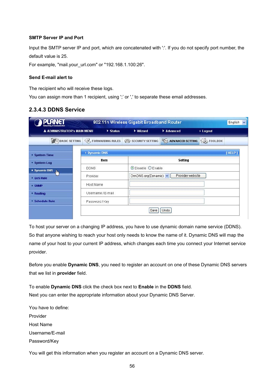 3 ddns service | PLANET WNRT-632 User Manual | Page 56 / 86