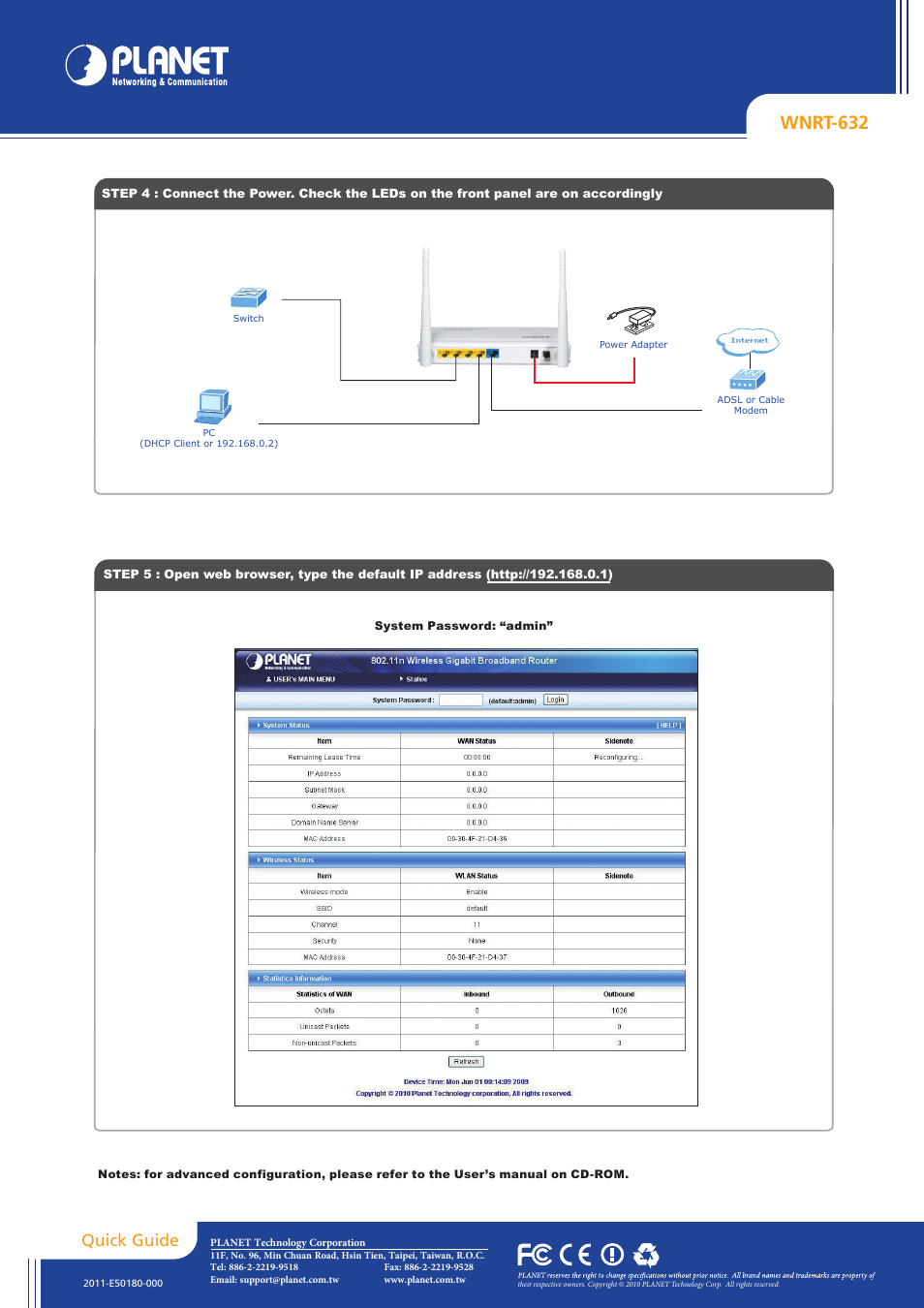 Wnrt-632, Quick guide | PLANET WNRT-632 User Manual | Page 2 / 2