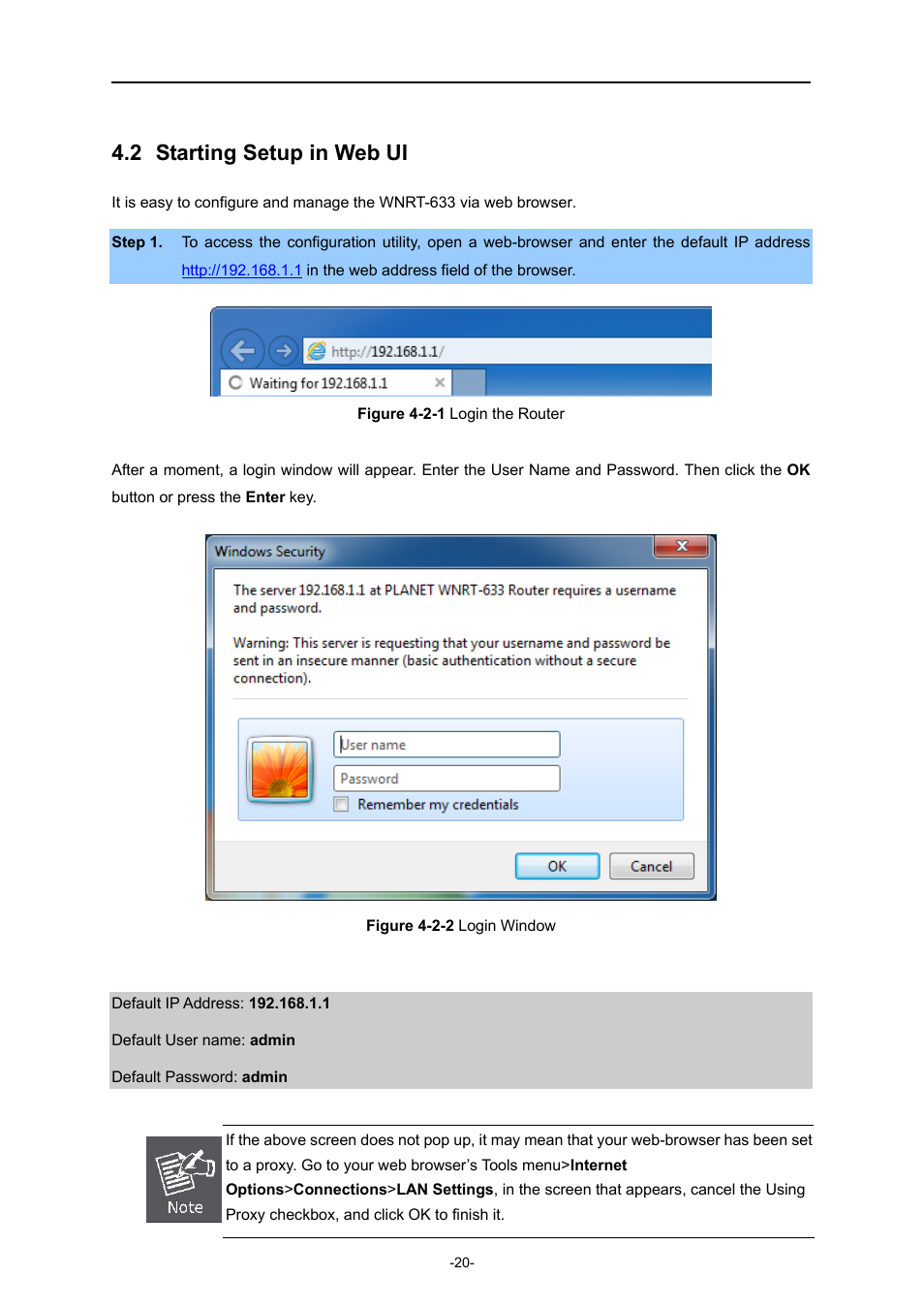 2 starting setup in web ui, Starting setup in web ui | PLANET WNRT-633 User Manual | Page 27 / 114