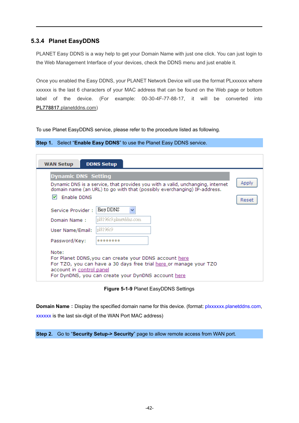 4 planet easyddns, Planet easyddns | PLANET WNRT-633 User Manual | Page 49 / 114