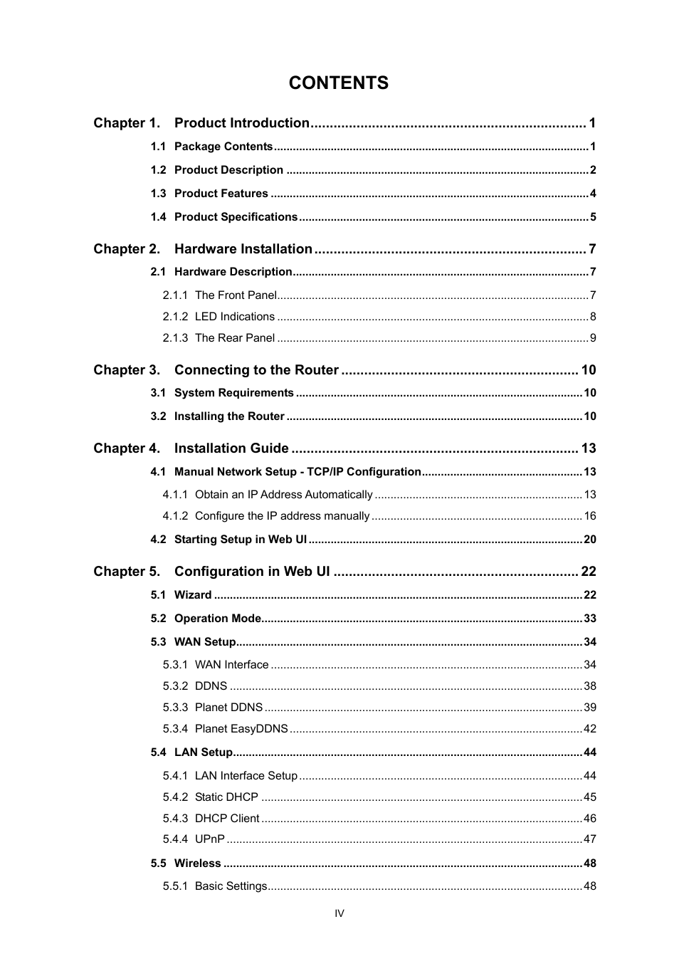 PLANET WNRT-633 User Manual | Page 5 / 114
