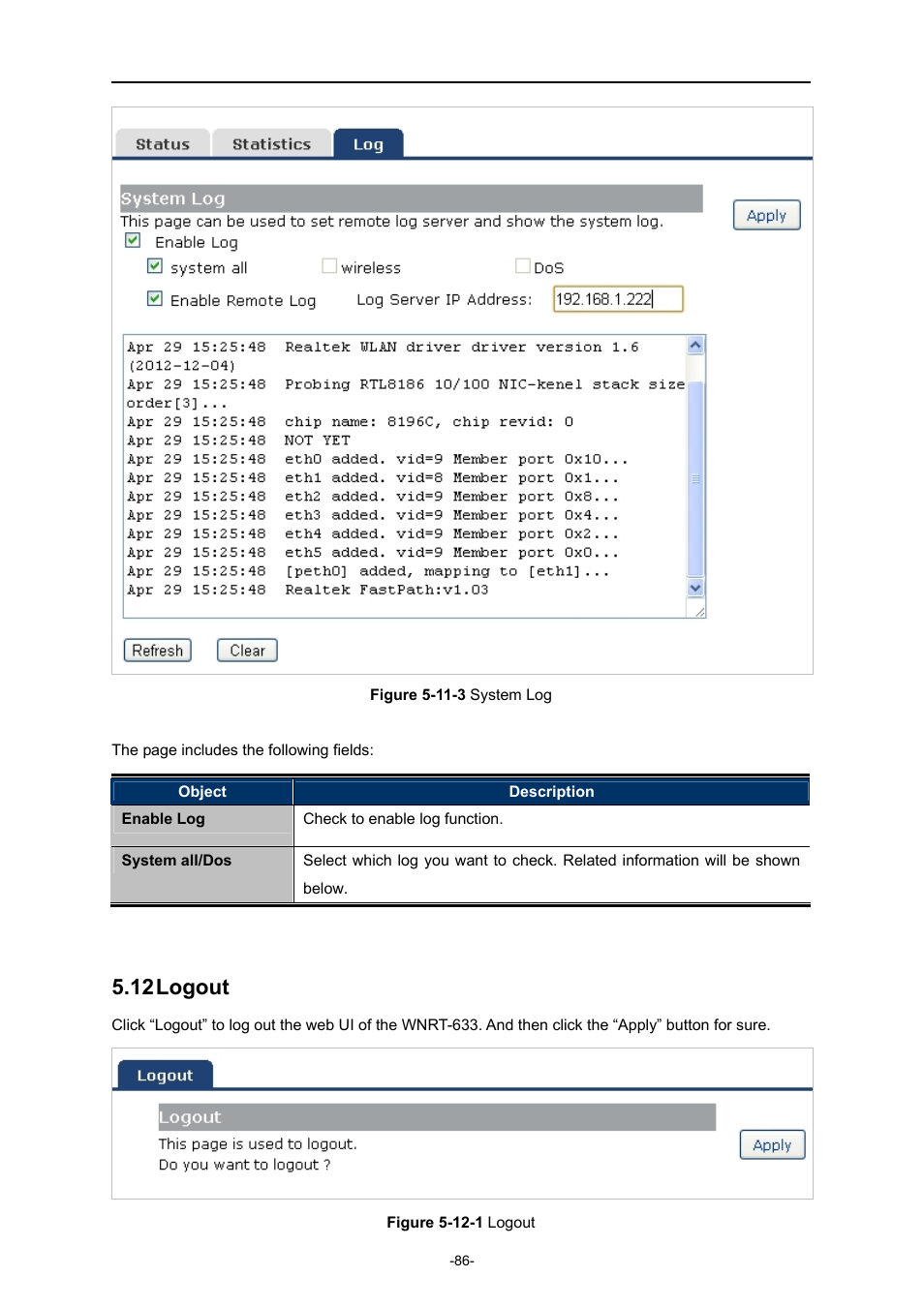 12 logout, Logout | PLANET WNRT-633 User Manual | Page 93 / 114