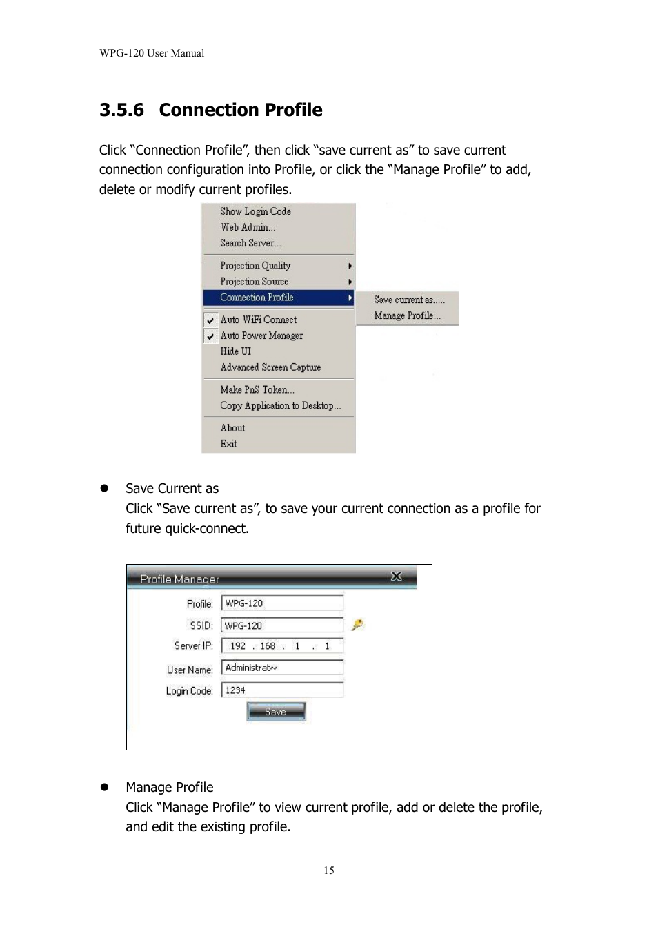 6 connection profile, Connection profile | PLANET WPG-120 User Manual | Page 15 / 30