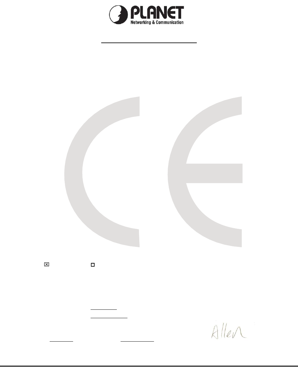 Planet technology corporation, Ec declaration of conformity | PLANET WPG-120 User Manual | Page 30 / 30