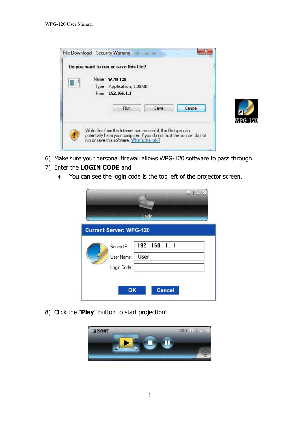 PLANET WPG-120 User Manual | Page 8 / 30