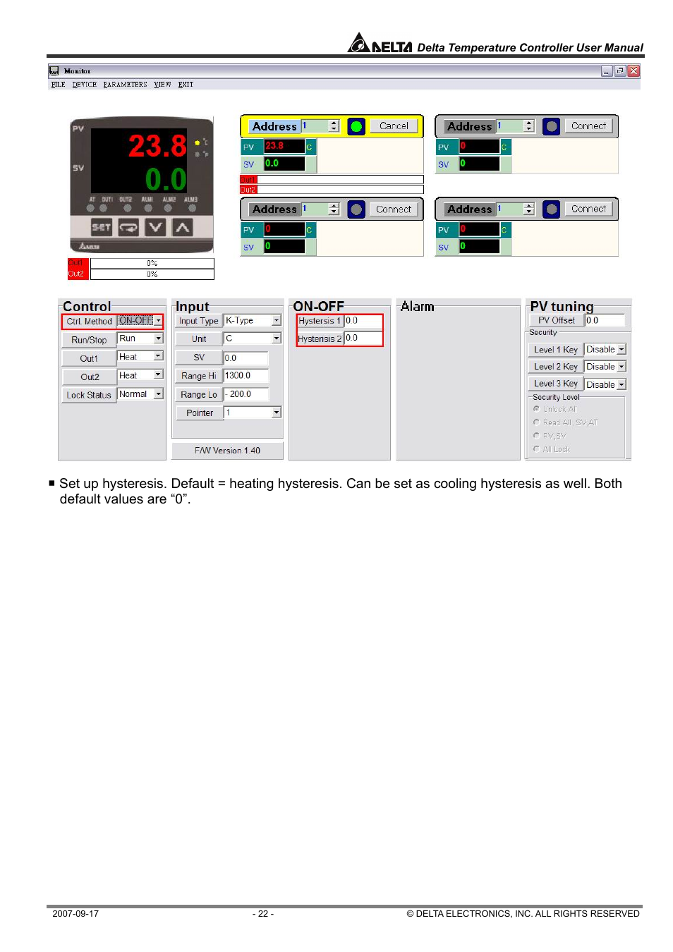 Delta Electronics Delta Temperature Controller DTC1000R User Manual | Page 22 / 25