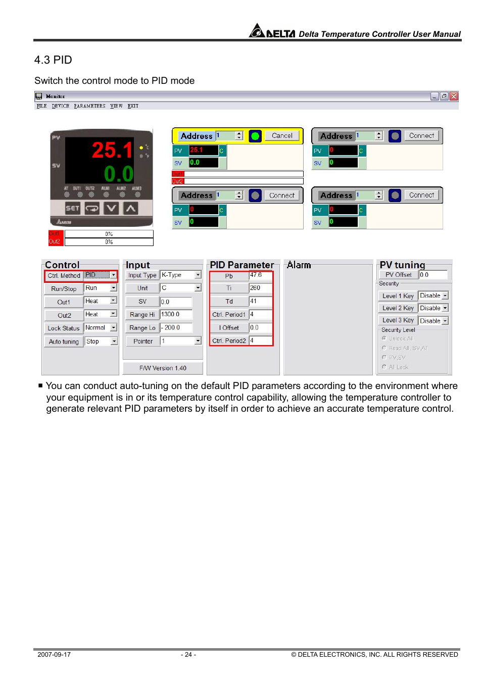 3 pid | Delta Electronics Delta Temperature Controller DTC1000R User Manual | Page 24 / 25