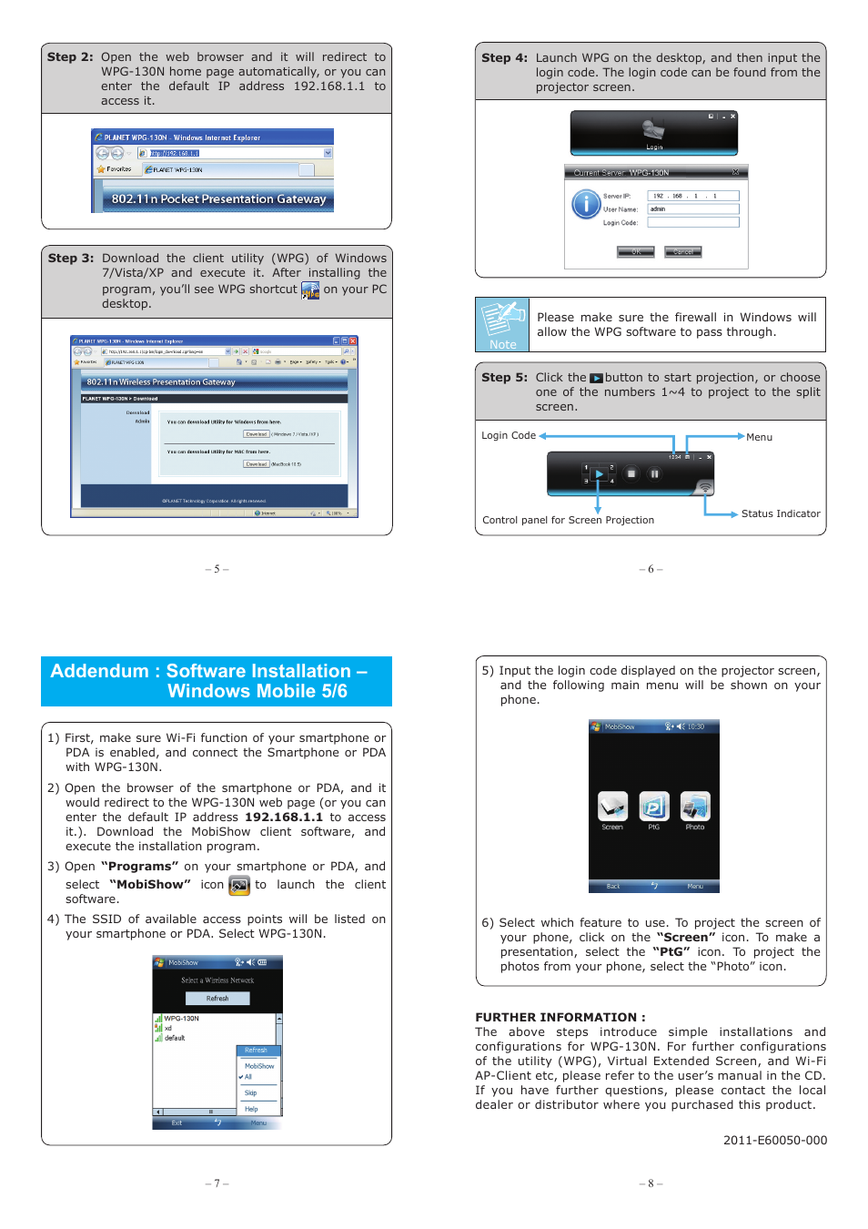 11n pocket presentation gateway, 30fps, Wpg-130n | Software installation – windows | PLANET WPG-130N User Manual | Page 2 / 2