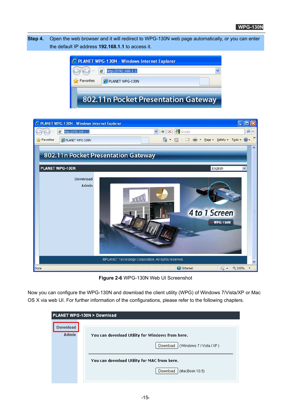 PLANET WPG-130N User Manual | Page 15 / 53
