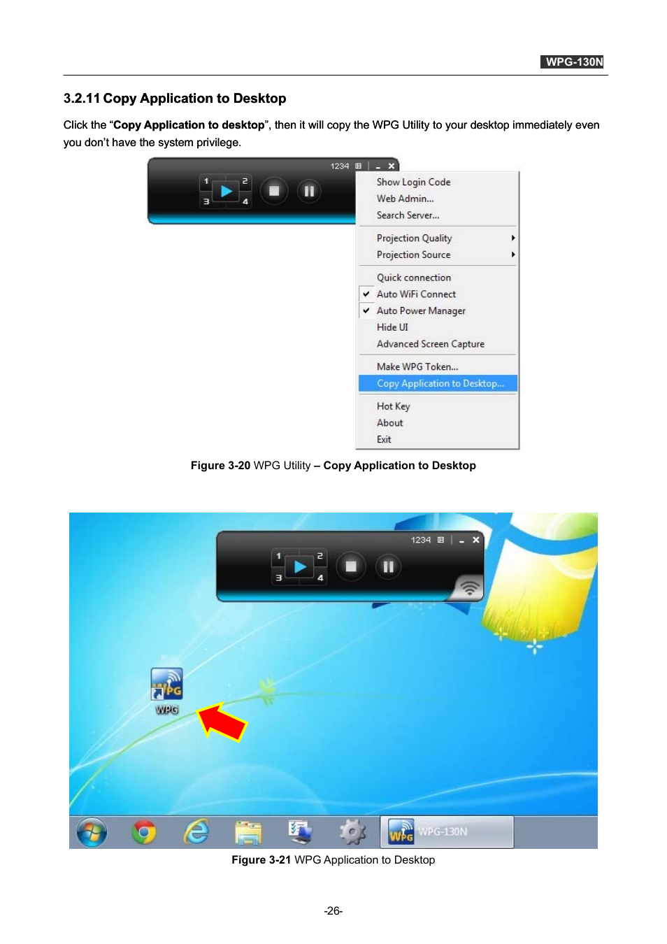 11 copy application to desktop, Copy application to desktop | PLANET WPG-130N User Manual | Page 26 / 53