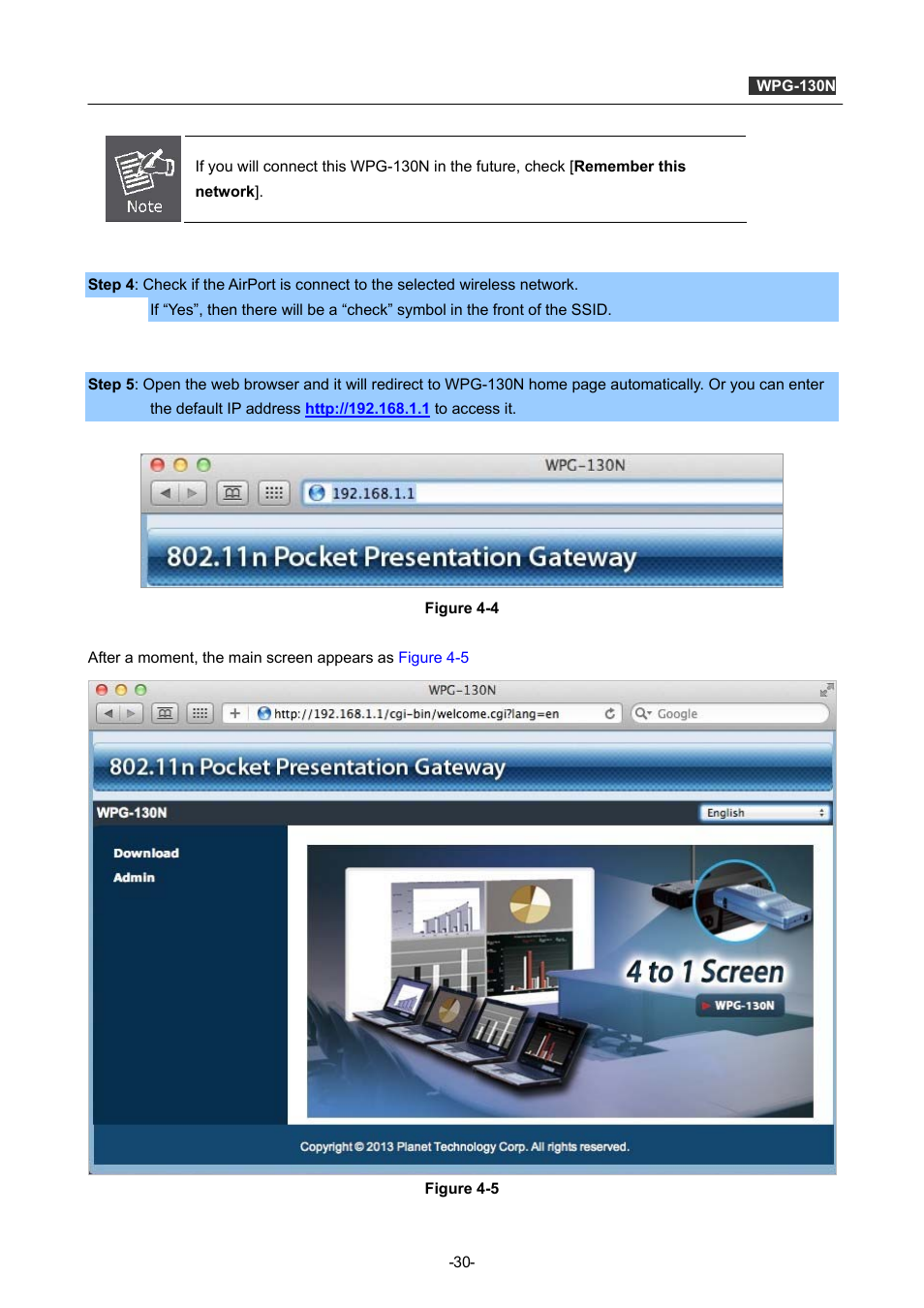 PLANET WPG-130N User Manual | Page 30 / 53