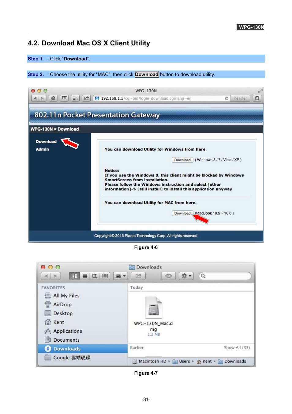Download mac os x client utility | PLANET WPG-130N User Manual | Page 31 / 53