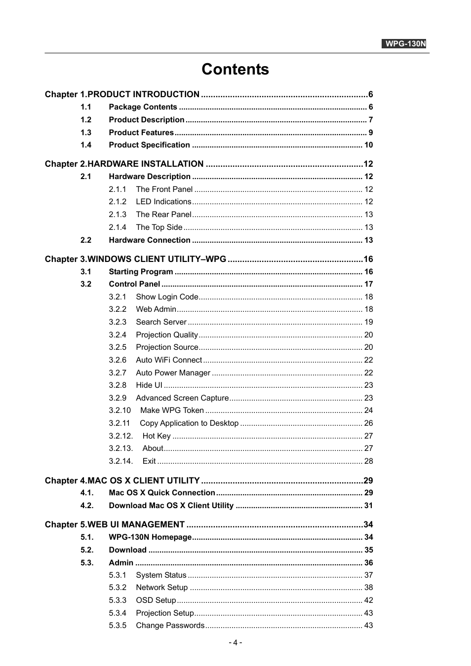 PLANET WPG-130N User Manual | Page 4 / 53