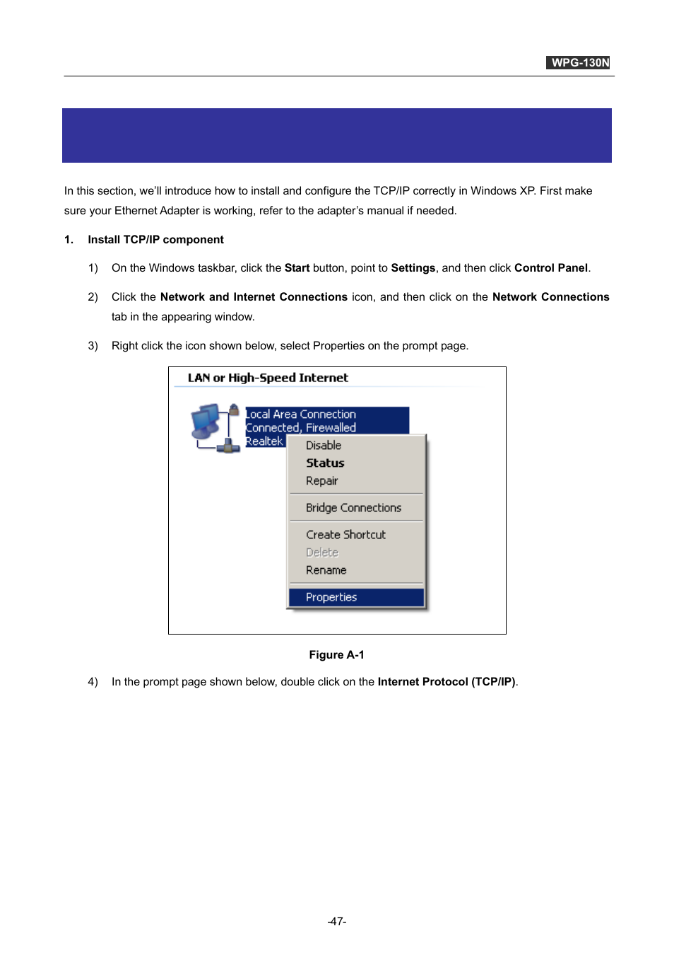 Appendix a: configuring the pcs | PLANET WPG-130N User Manual | Page 47 / 53