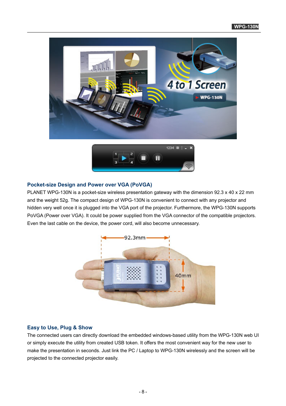 PLANET WPG-130N User Manual | Page 8 / 53