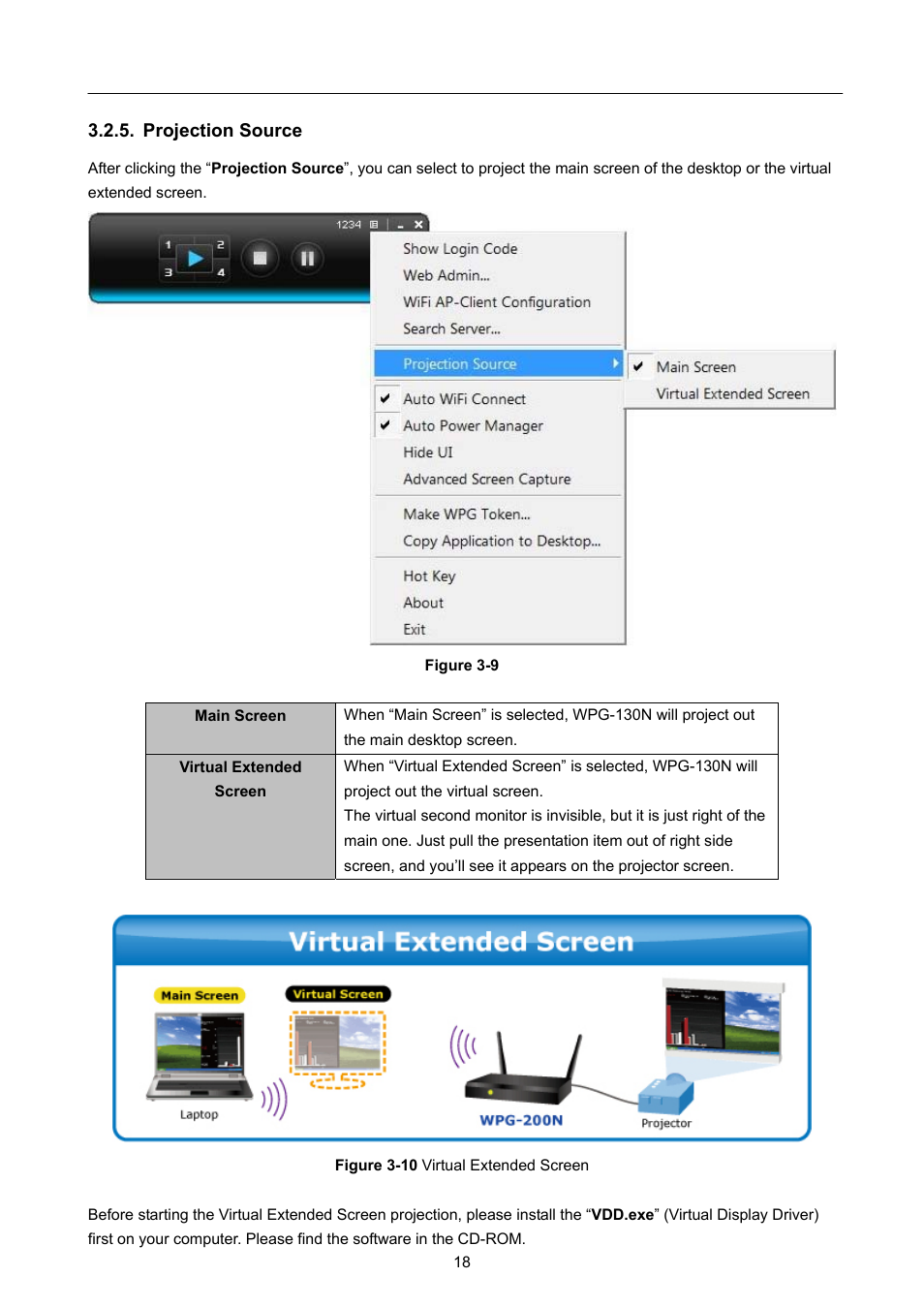 Projection source | PLANET WPG-130N User Manual | Page 18 / 50