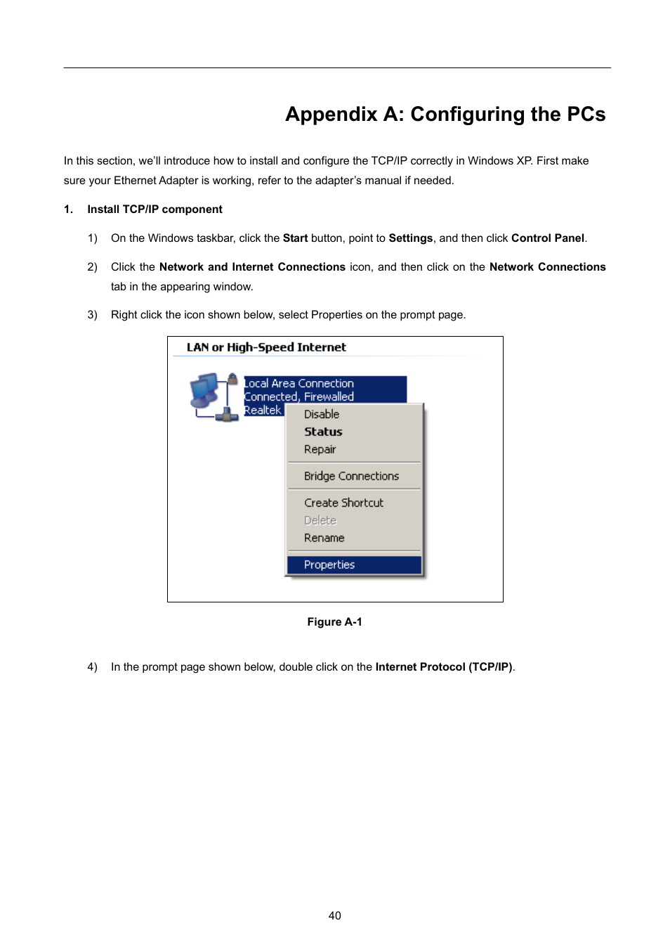 Appendix a: configuring the pcs | PLANET WPG-130N User Manual | Page 40 / 50