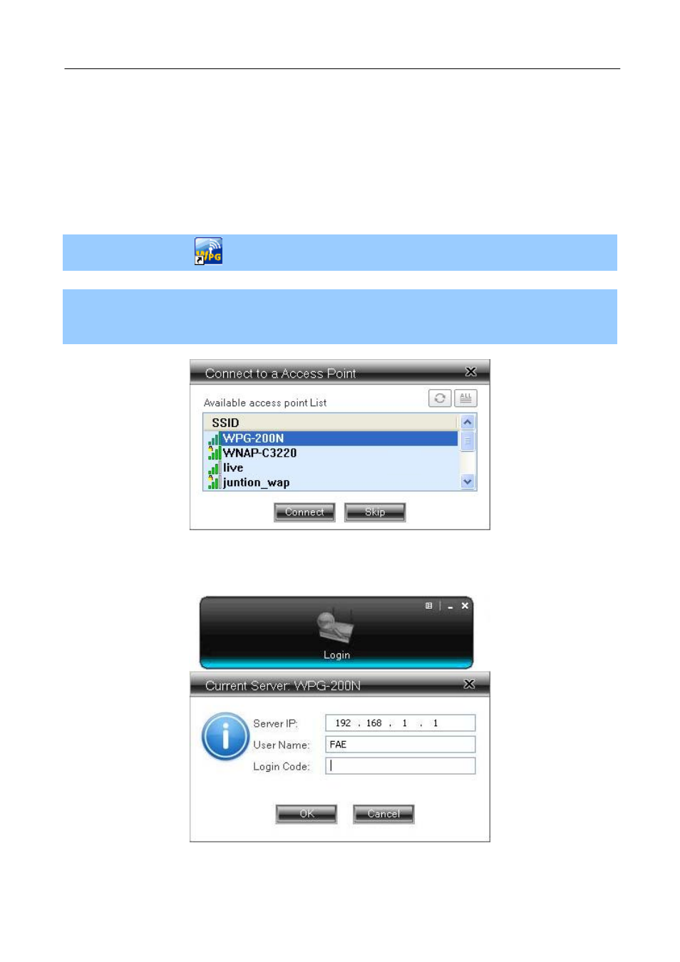 Chapter 3. windows client utility – wpg, Starting program, Chapter 3 | Windows client utility – wpg | PLANET WPG-200N User Manual | Page 15 / 53