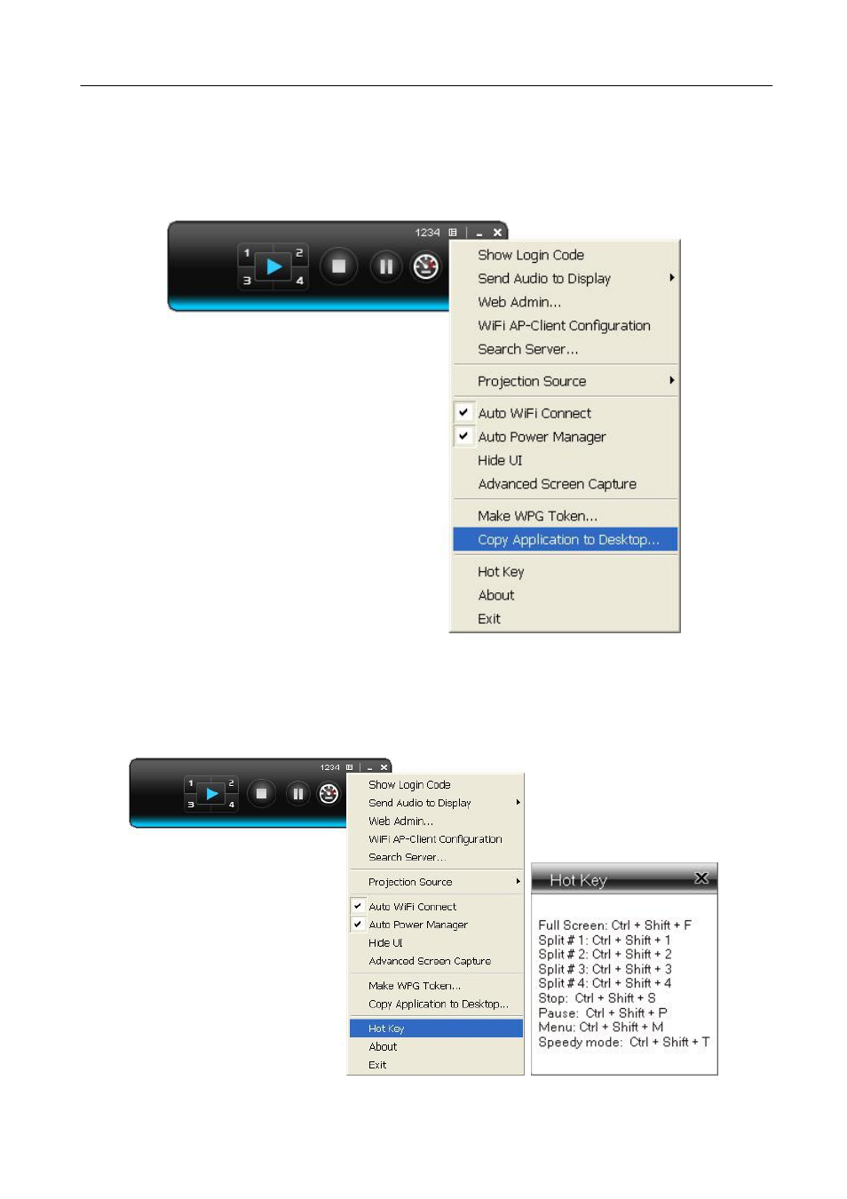 Copy application to desktop, Hot key | PLANET WPG-200N User Manual | Page 26 / 53