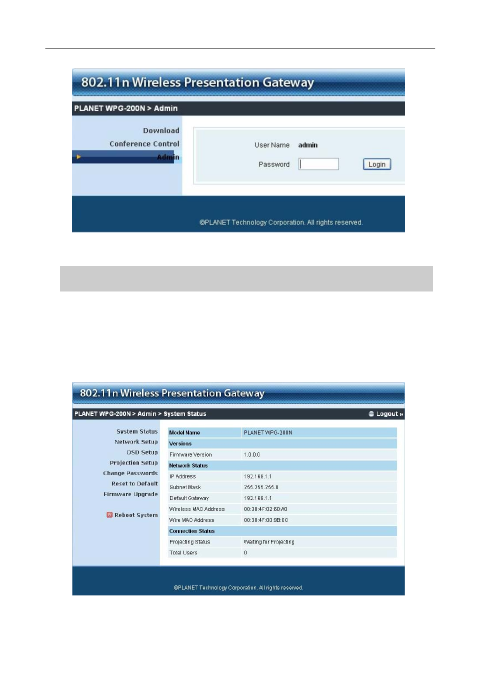 System status | PLANET WPG-200N User Manual | Page 31 / 53