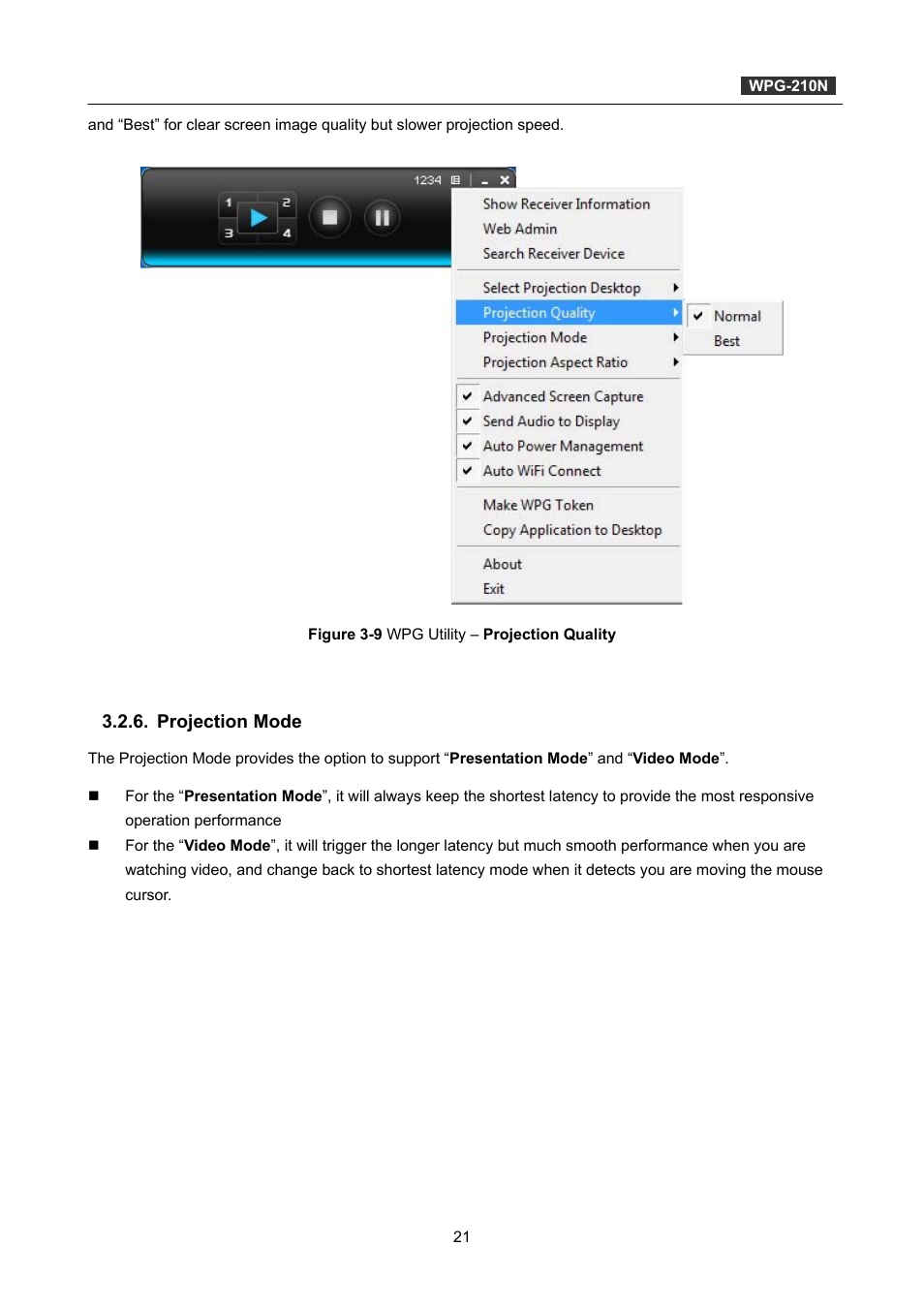 Projection mode | PLANET WPG-210N User Manual | Page 21 / 64