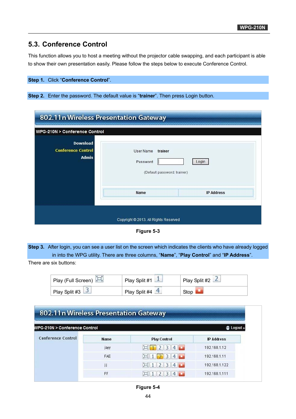 Conference control | PLANET WPG-210N User Manual | Page 44 / 64