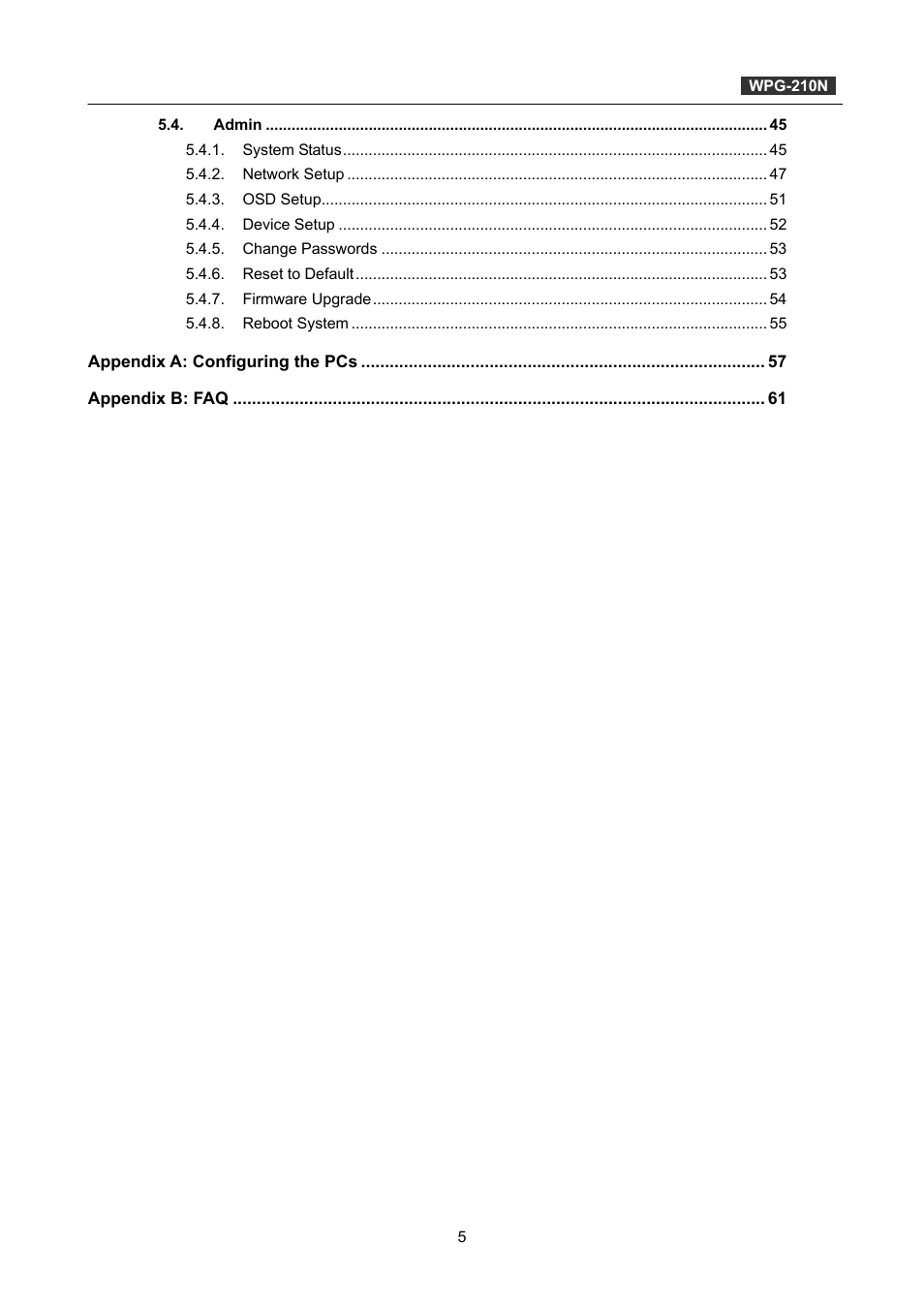 PLANET WPG-210N User Manual | Page 5 / 64