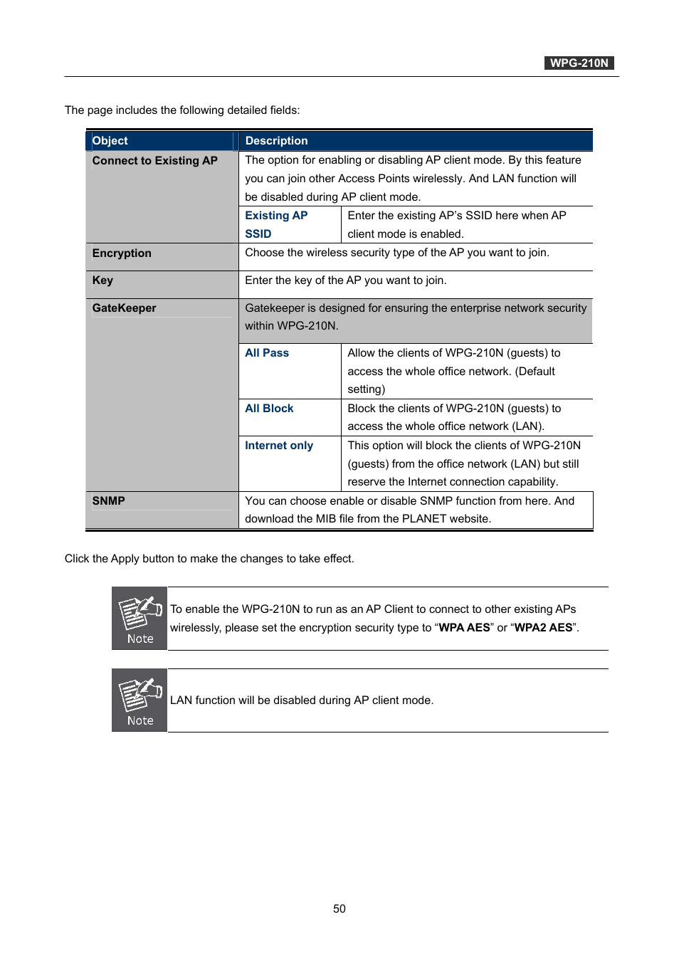 PLANET WPG-210N User Manual | Page 50 / 64