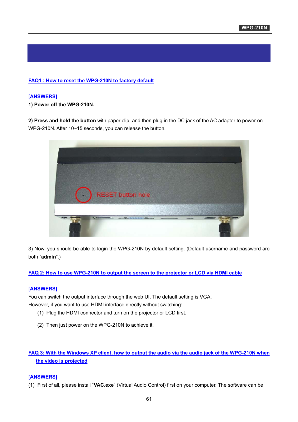 Appendix b: faq | PLANET WPG-210N User Manual | Page 61 / 64