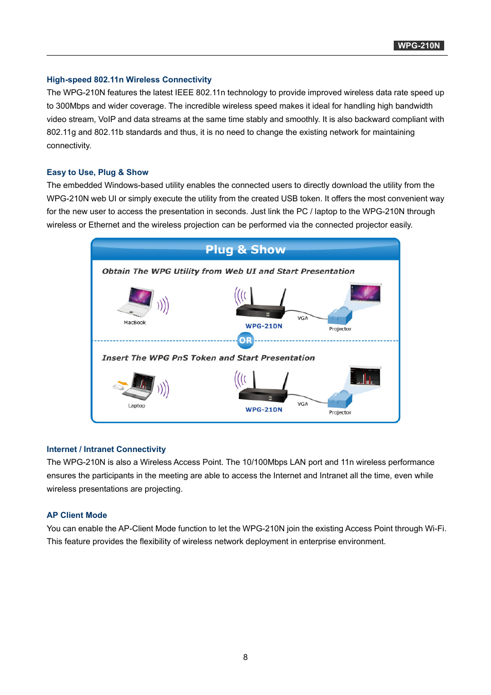 PLANET WPG-210N User Manual | Page 8 / 64