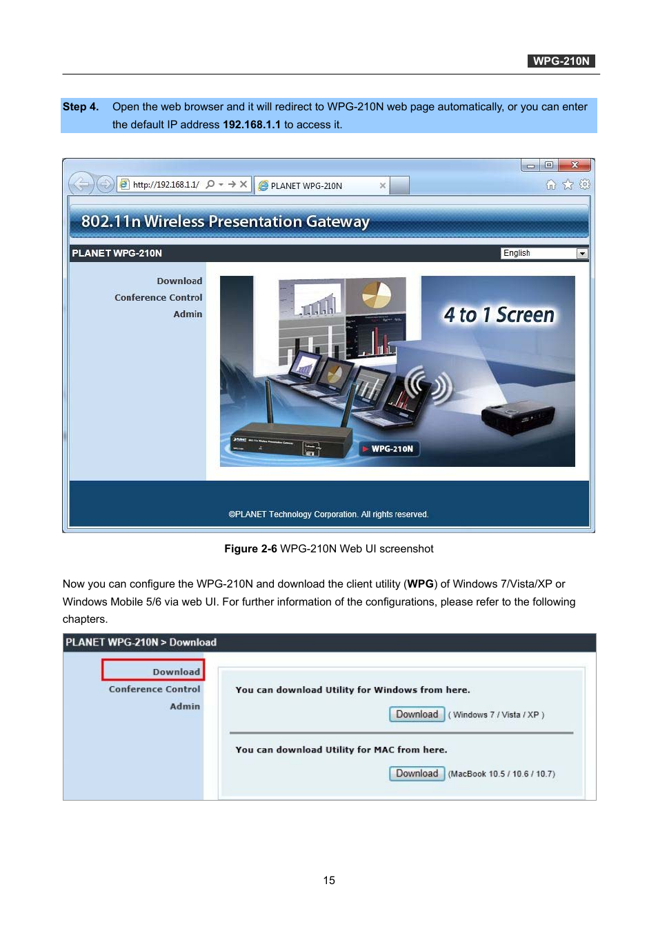PLANET WPG-210N User Manual | Page 15 / 62