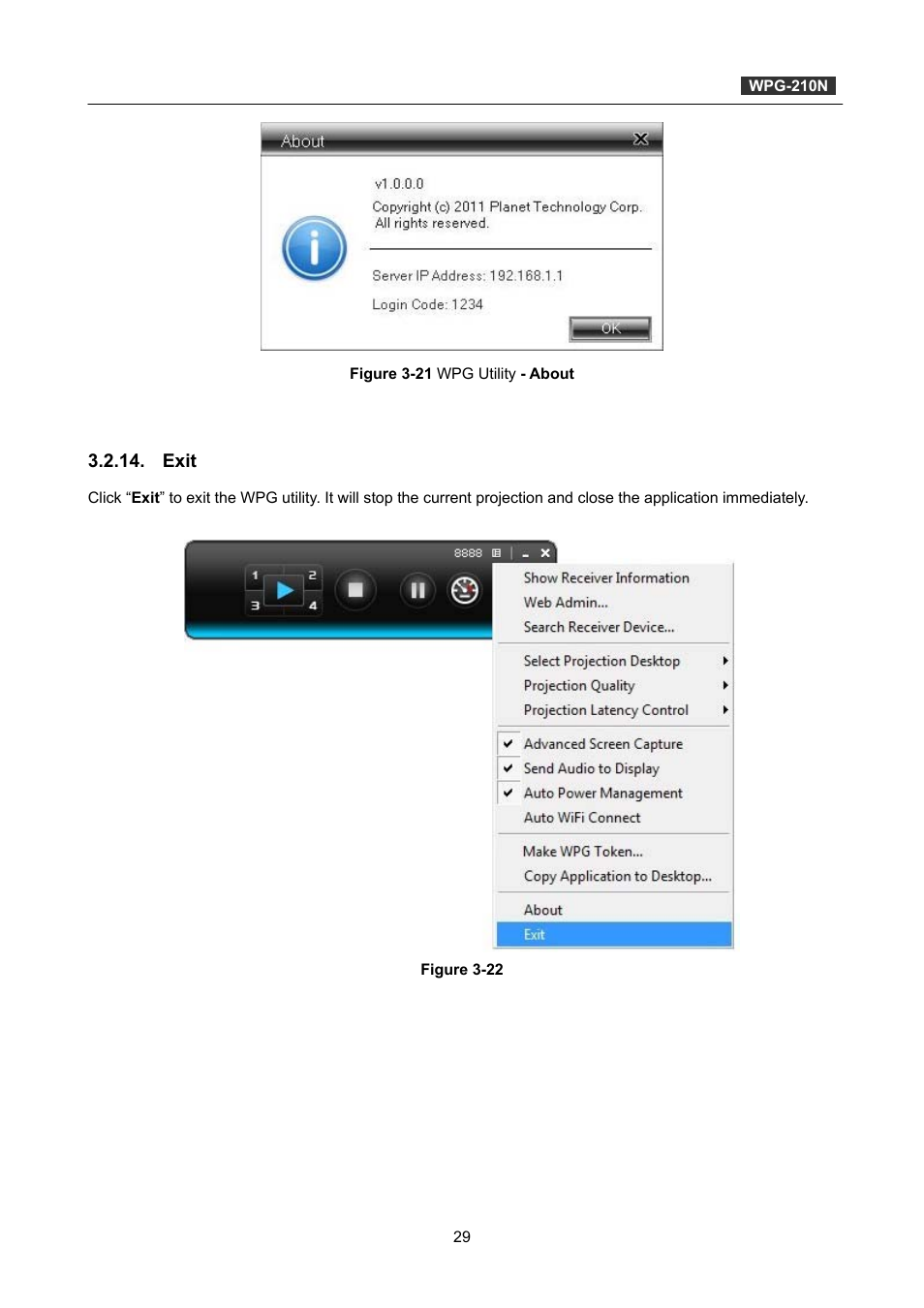 Exit | PLANET WPG-210N User Manual | Page 29 / 62