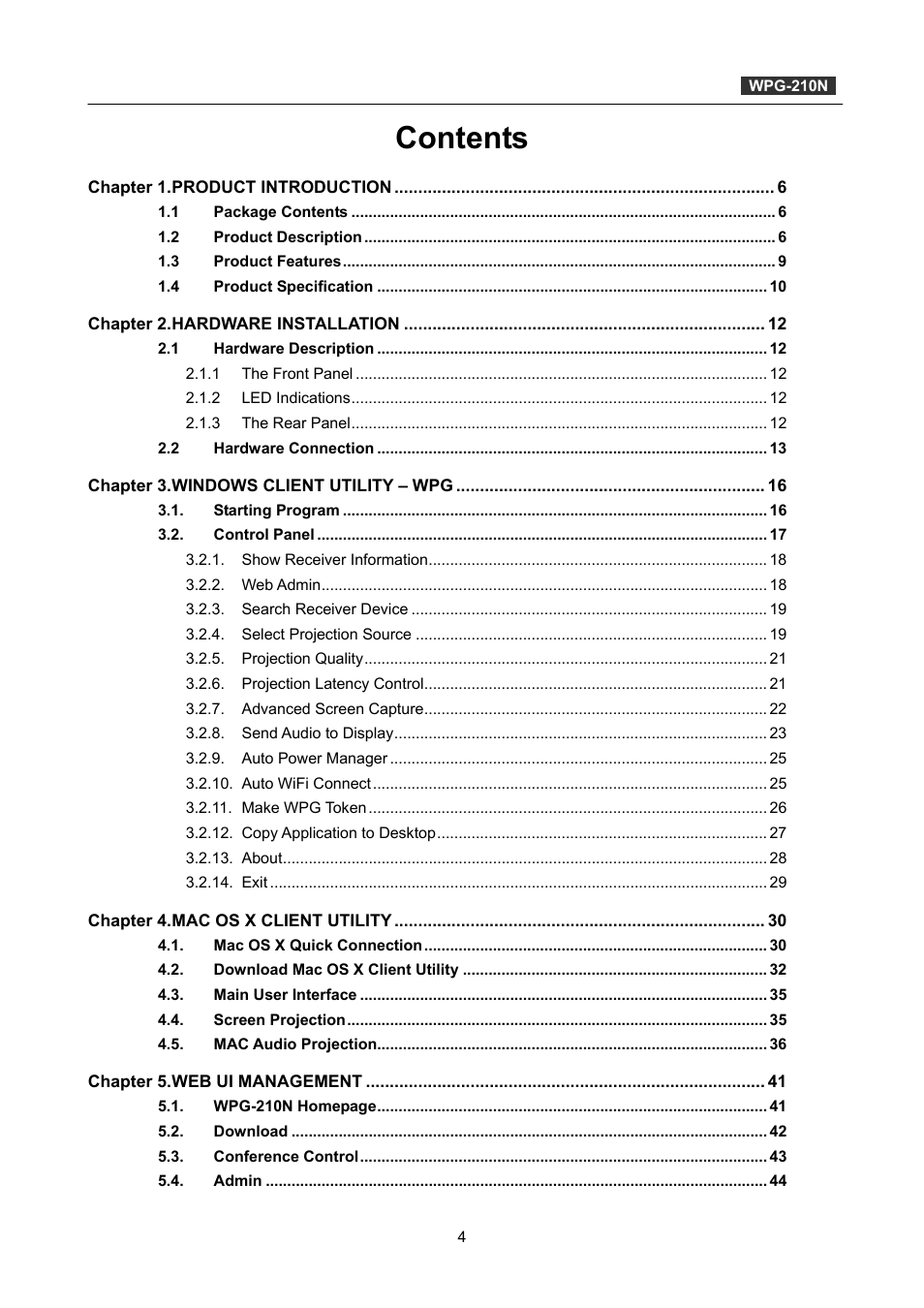 PLANET WPG-210N User Manual | Page 4 / 62