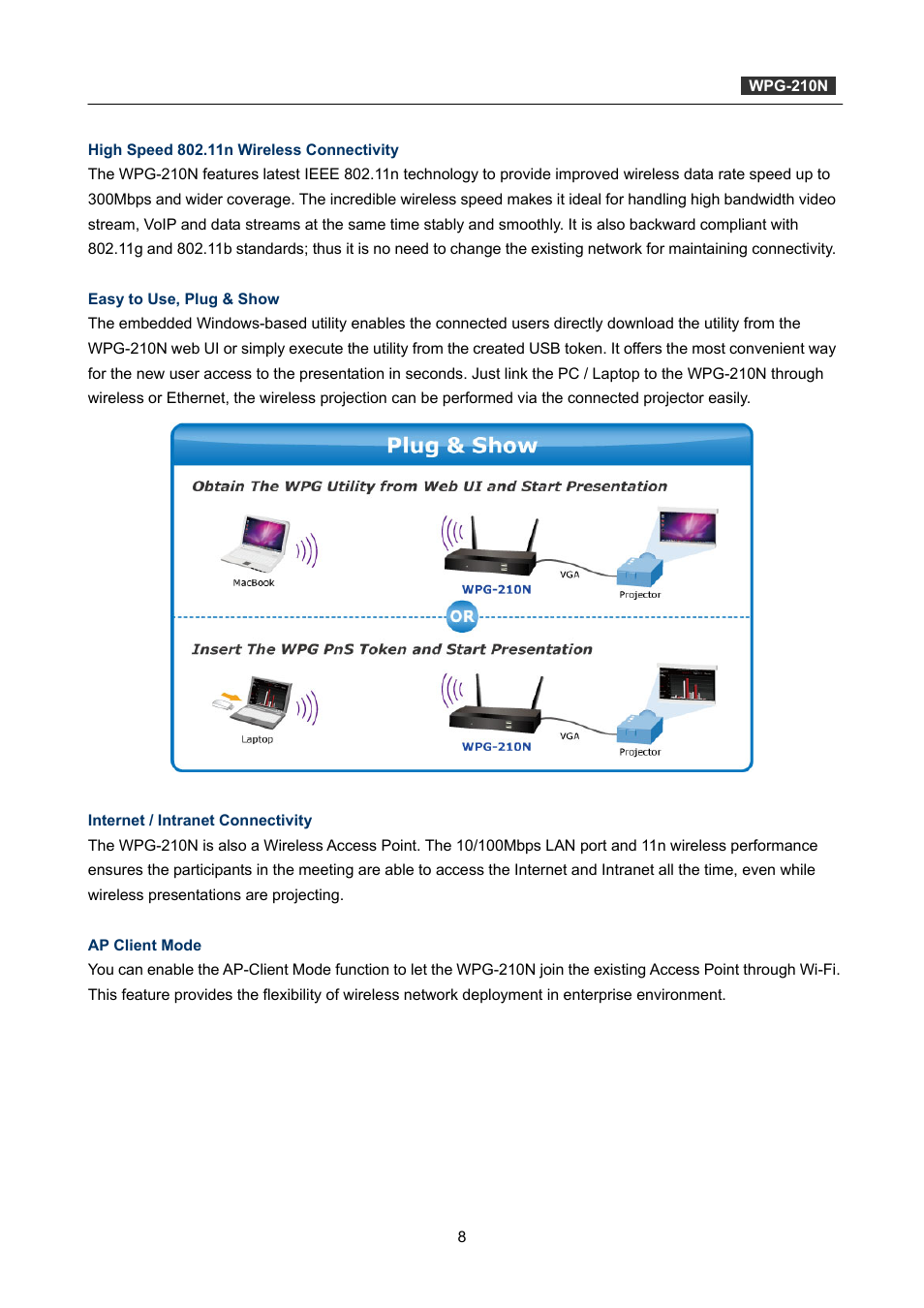 PLANET WPG-210N User Manual | Page 8 / 62