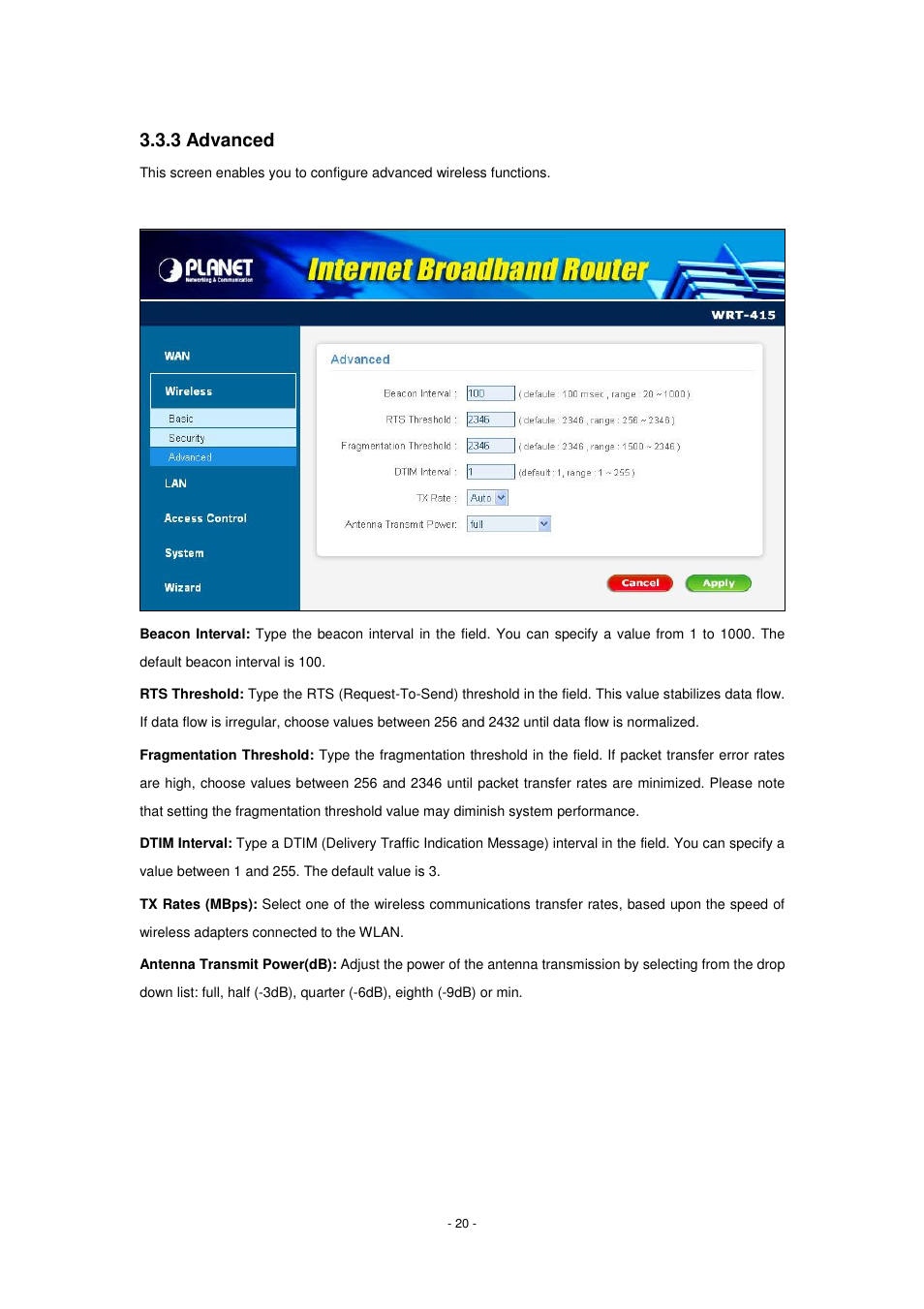 3 advanced | PLANET WRT-415 User Manual | Page 26 / 52