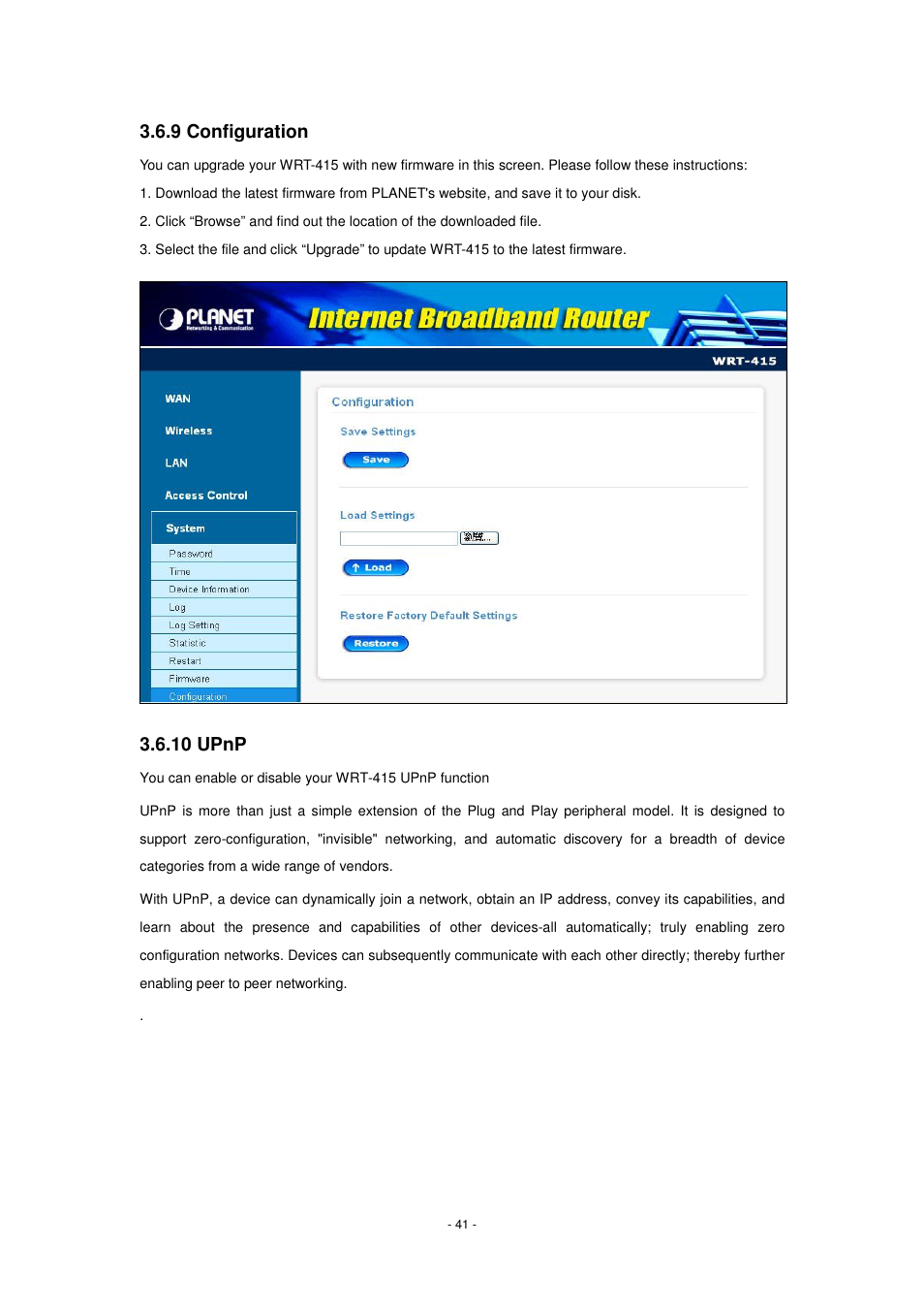 9 configuration, 10 upnp | PLANET WRT-415 User Manual | Page 47 / 52