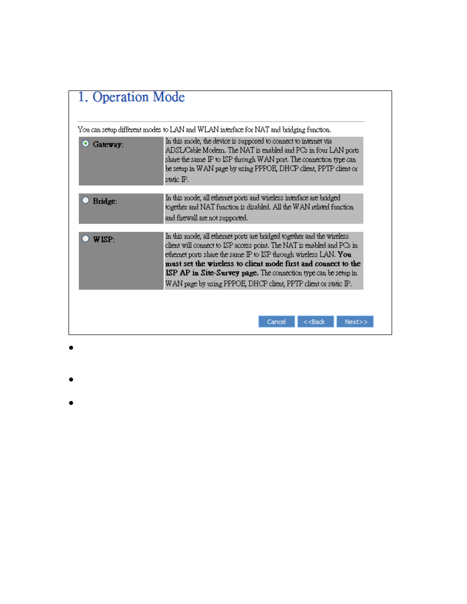 1 operation mode, 2 time zone | PLANET WRT-416 User Manual | Page 14 / 40