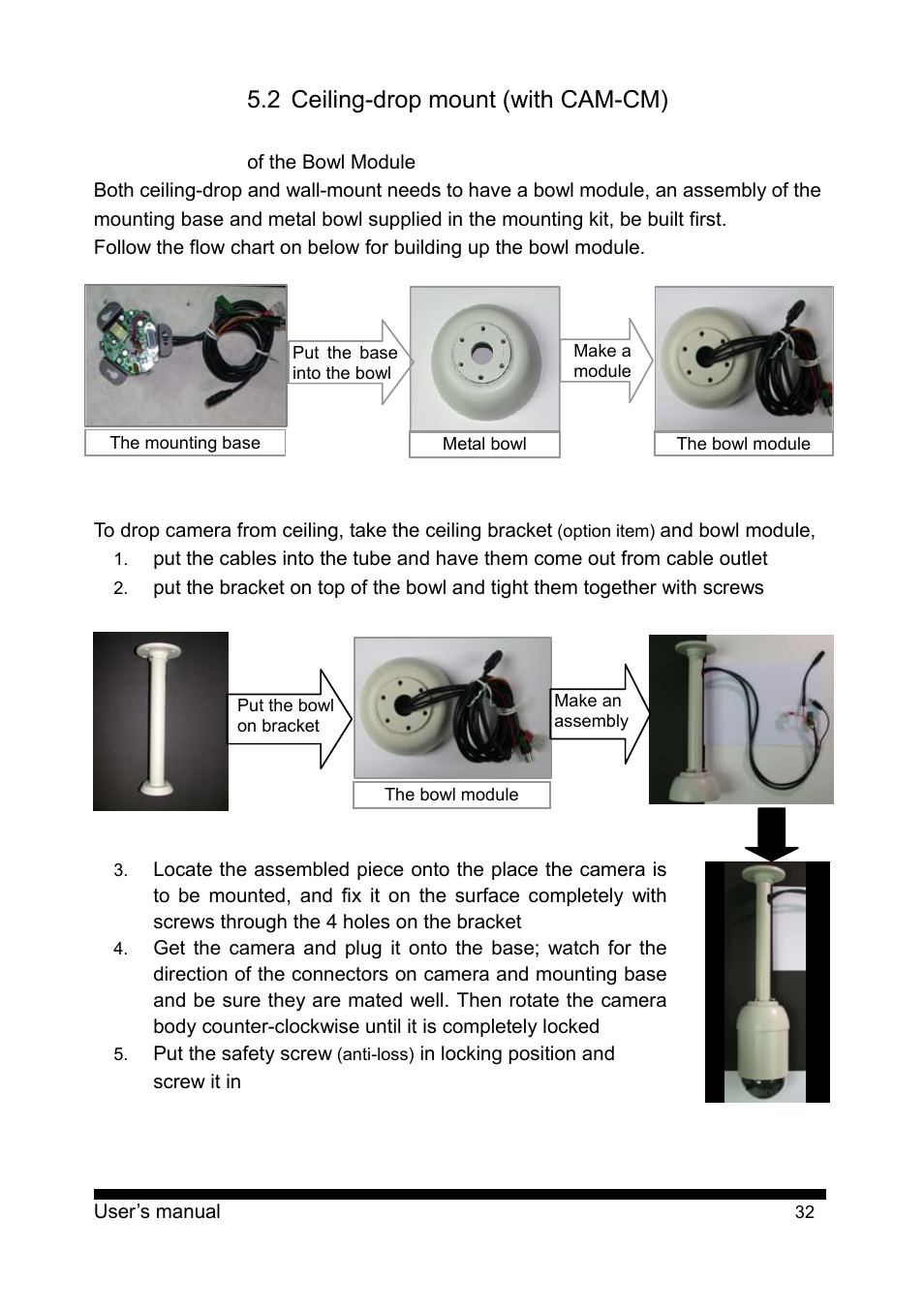2 ceiling-drop mount (with cam-cm) | PLANET CAM-ISD52 User Manual | Page 33 / 72