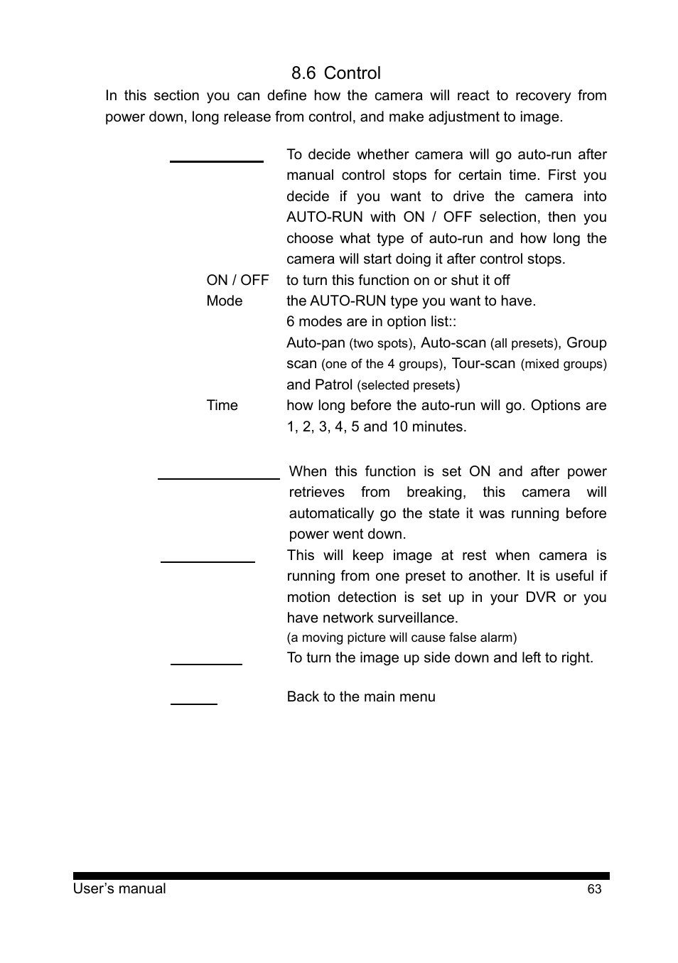 6 control | PLANET CAM-ISD52 User Manual | Page 64 / 72