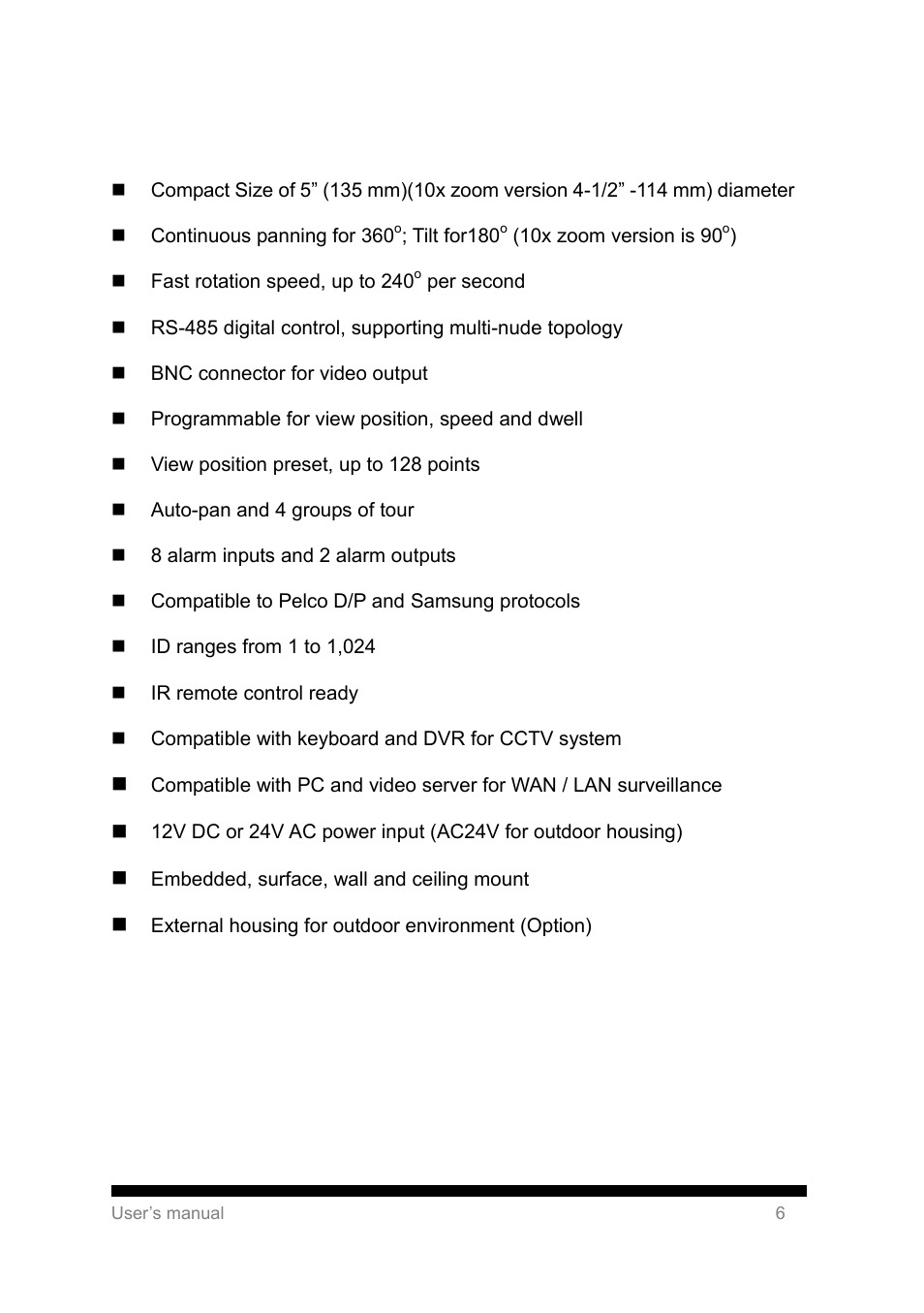 Features | PLANET CAM-ISD52 User Manual | Page 7 / 72