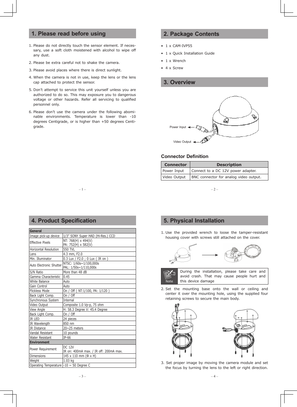 PLANET CAM-IVP55 User Manual | 2 pages