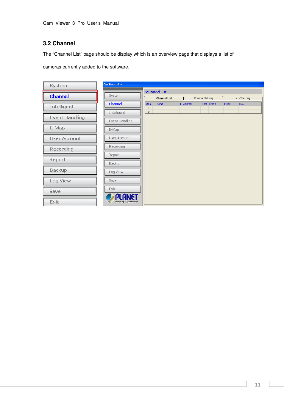 11 3.2 channel | PLANET CV3P Series User Manual | Page 11 / 119