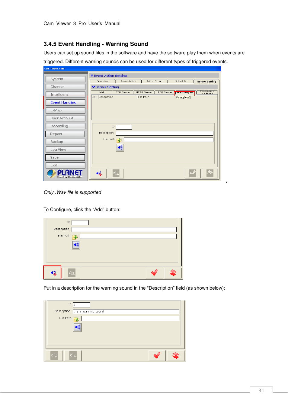 PLANET CV3P Series User Manual | Page 31 / 119