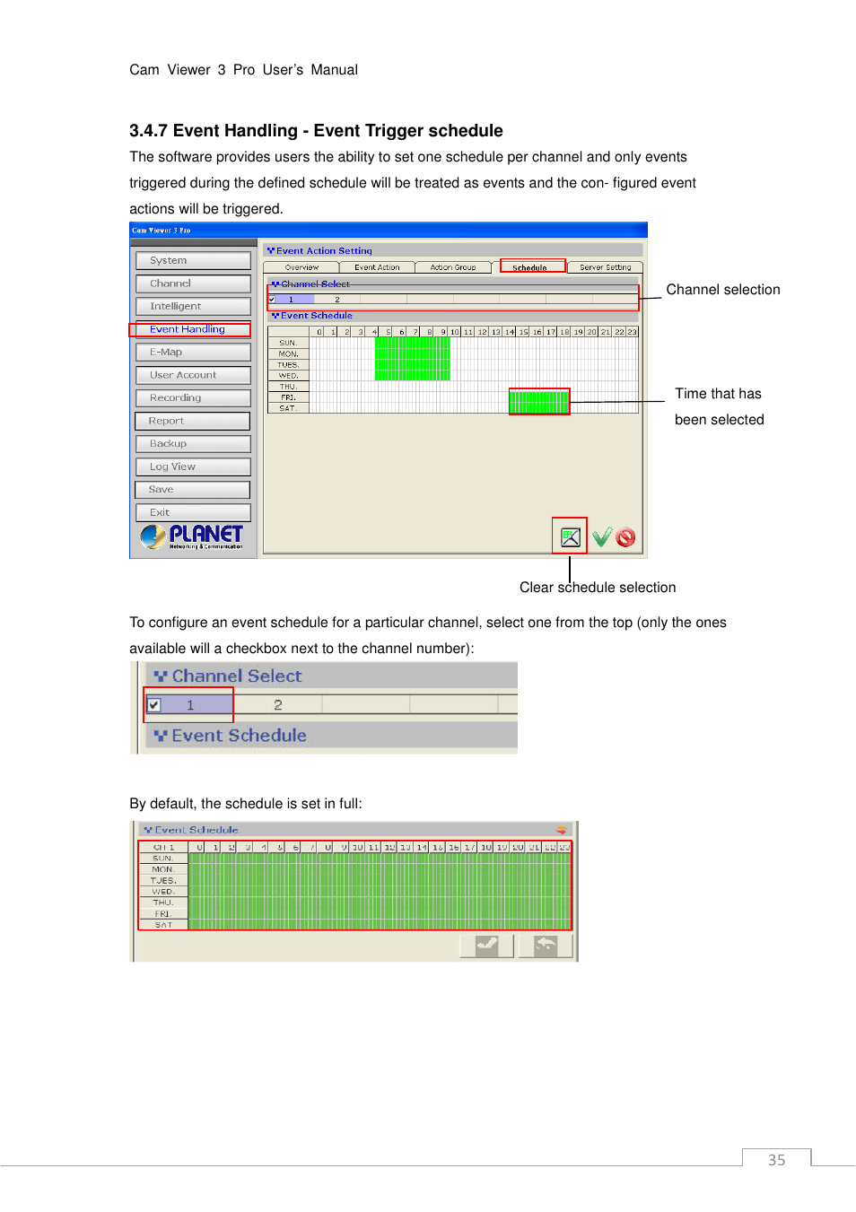 7 event handling - event trigger schedule | PLANET CV3P Series User Manual | Page 35 / 119